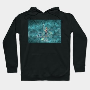 Aquamarine Dragon Fairy Art by Molly Harrison Hoodie